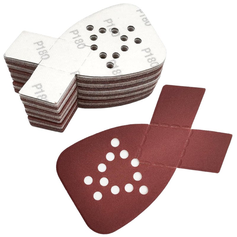 MFBJXC 50PCS Mouse Sander Sandpaper with Extra 2 Tips for Replacement Detail Sander Sanding Pads 12 Holes Hook and Loop Black and Decker Mouse Sander Pads - Image 1